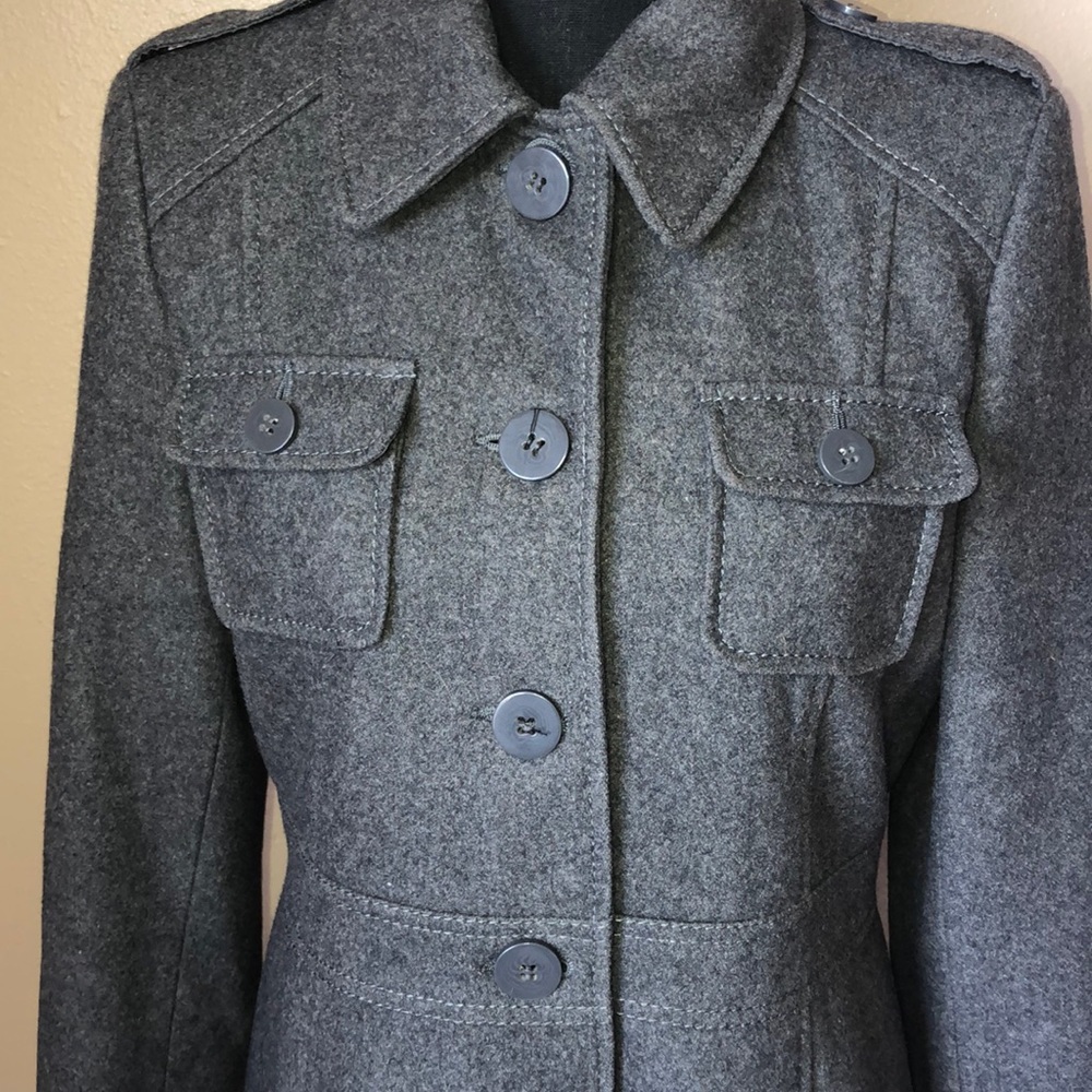 Kenneth Cole Reaction Women's Charcoal Gray Wool-Blend Pea Coat